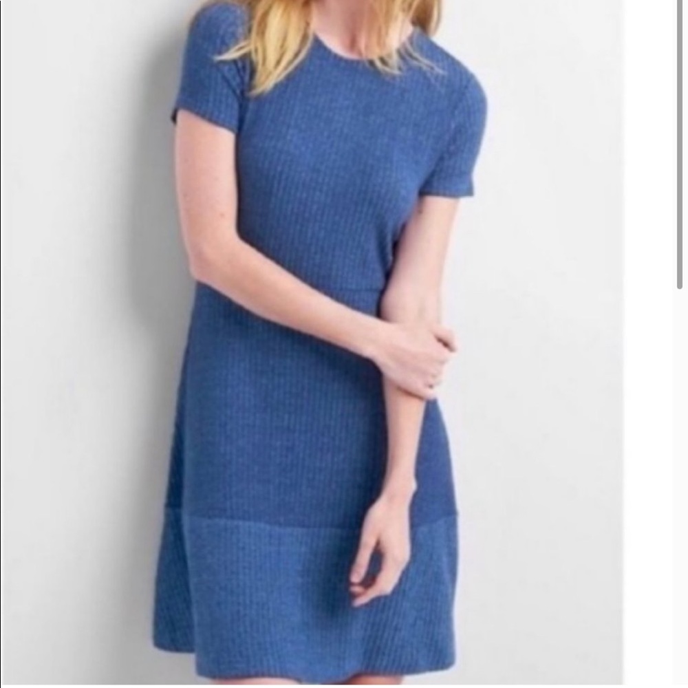 GAP blue colorblock soft spun ribbed dress Sz XS